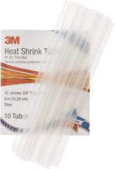 3M - 6" Long, 2:1, Polyolefin Heat Shrink Electrical Tubing - Clear - Americas Industrial Supply