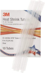 3M - 6" Long, 2:1, Polyolefin Heat Shrink Electrical Tubing - Clear - Americas Industrial Supply