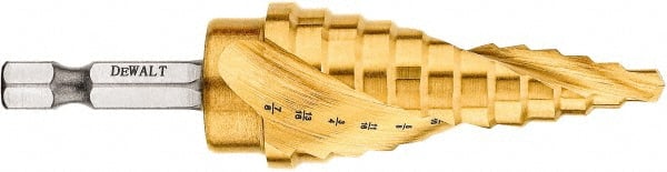 DeWALT - 12 Hole Sizes, 3/16 to 7/8" Hole Diam High Speed Steel Split Point Step Drill Bit - Americas Industrial Supply