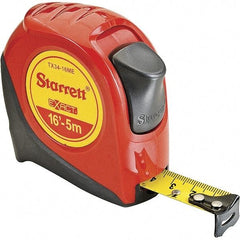 Starrett - 16' x 3/4" Yellow Blade Tape Measure - 1/16" & 1mm Graduation, S9 Graduation Style, Red Case - Americas Industrial Supply