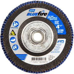 ‎4-1/2 × 5/8 - 11″ BlueFire Fiberglass HD Flat Flap Disc Type 27 P40 Grit R884P1 Zirconia Alumina - Americas Industrial Supply