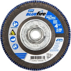 ‎4-1/2 × 5/8 - 11″ BlueFire Fiberglass HD Flat Flap Disc Type 27 P60 Grit R884P1 Zirconia Alumina - Americas Industrial Supply