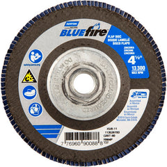 ‎4-1/2 × 5/8 - 11″ BlueFire Fiberglass HD Flat Flap Disc Type 27 P80 Grit R884P1 Ceramic Alumina - Americas Industrial Supply