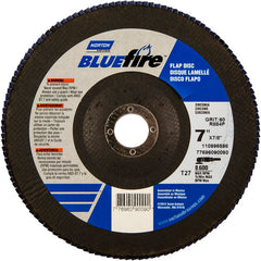 7 × 7/8″ BlueFire Fiberglass HD Flat Flap Disc Type 27 P60 Grit R884P1 Zirconia Alumina - Americas Industrial Supply