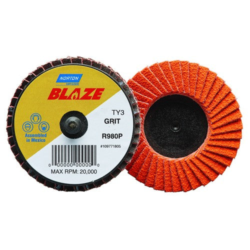 2″ Blaze Plastic Flat Mini Flap Disc TR (Type III) Type 27 36 Grit R980P Premium Ceramic Alumina - Americas Industrial Supply