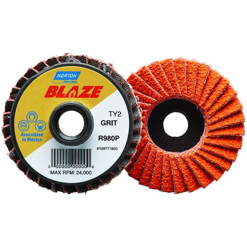 3″ Blaze Plastic Flat Mini Flap Disc TS (Type II) Type 27 60 Grit R980P Premium Ceramic Alumina - Americas Industrial Supply