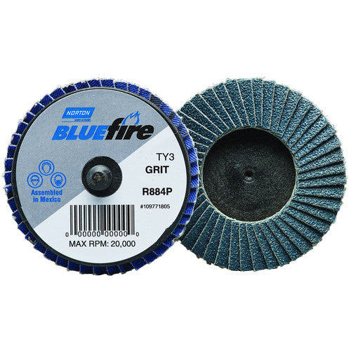 2″ BlueFire Plastic Flat Mini Flap Disc TR (Type III) Type 27 P120 Grit R884P2 Zirconia Alumina - Americas Industrial Supply