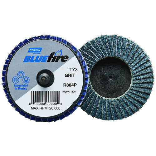 3″ BlueFire Plastic Flat Mini Flap Disc TR (Type III) Type 27 P80 Grit R884P1 Zirconia Alumina - Americas Industrial Supply
