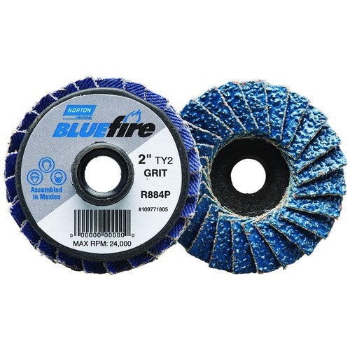 3″ BlueFire Plastic Flat Mini Flap Disc TS (Type II) Type 27 P60 Grit R884P1 Zirconia Alumina - Americas Industrial Supply