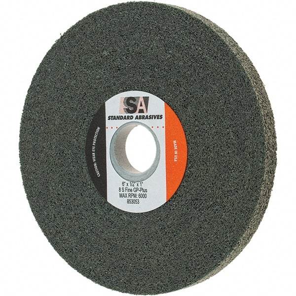 Standard Abrasives - 6" Diam, 1/2" Face Width, 1" Center Hole, Fine Grade, Silicon Carbide Deburring Wheel - Convolute, Density 8 Grade - Americas Industrial Supply