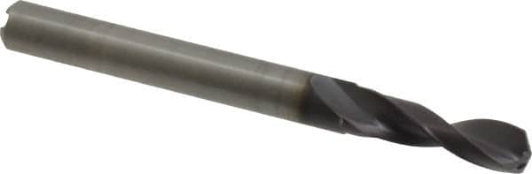 Accupro - 7/32" 140° Spiral Flute Solid Carbide Screw Machine Drill Bit - AlTiN Finish, Right Hand Cut, 20.8mm Flute Length, 66mm OAL, Standard Point, Straight Shank, Through Coolant - Americas Industrial Supply