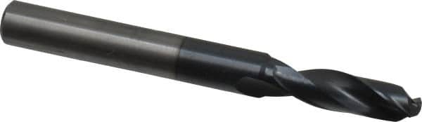 Accupro - 7mm 140° Spiral Flute Solid Carbide Screw Machine Drill Bit - AlTiN Finish, Right Hand Cut, 26.3mm Flute Length, 76mm OAL, Standard Point, Straight Shank, Through Coolant - Americas Industrial Supply