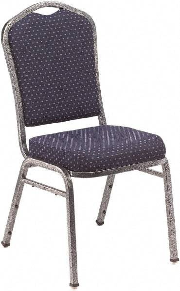 NPS - Fabric Navy Blue Stacking Chair - Silver Frame, 17" Wide x 23" Deep x 36" High - Americas Industrial Supply