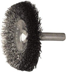 Weiler - 2" OD, 1/4" Shank Diam, Steel Wheel Brush - 1/2" Trim Length, 0.008" Filament Diam, 20,000 RPM - Americas Industrial Supply