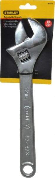 Stanley - 1-1/2" Jaw Capacity, 12" Standard Adjustable Wrench - Chrome Vanadium Steel, Chrome Finish, 12-1/4" OAL - Americas Industrial Supply