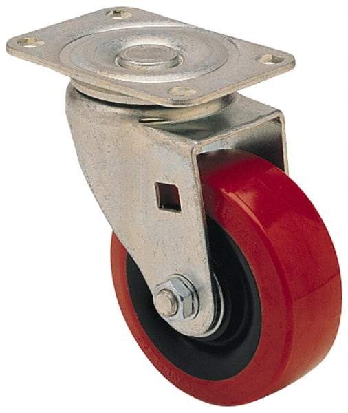 Albion - 4" Diam x 1-3/8" Wide x 5" OAH Top Plate Mount Swivel Caster - Polyolefin, 275 Lb Capacity, Plain Bearing, 2-1/2 x 3-5/8" Plate - Americas Industrial Supply