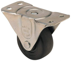 Albion - 3" Diam x 1-1/4" Wide x 3-13/16" OAH Top Plate Mount Rigid Caster - Soft Rubber, 175 Lb Capacity, Self-Lubricating Bearing, 2-1/2 x 4-15/16" Plate - Americas Industrial Supply