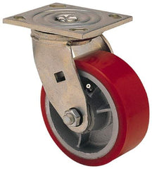 Albion - 4" Diam x 2" Wide x 5-5/8" OAH Top Plate Mount Swivel Caster - Polyolefin, 450 Lb Capacity, Roller Bearing, 3-7/8 x 4-1/2" Plate - Americas Industrial Supply