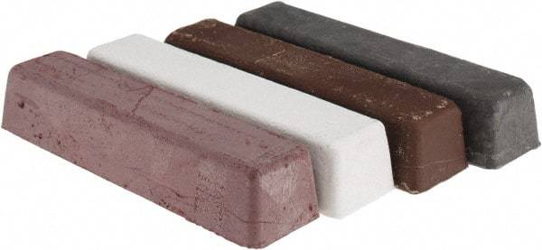 Made in USA - 1/4 Lb Emery, Rouge & Tripoli Compound - Grade C, Black, Brown, Red & White, Use on Aluminum, Carbon, Chrome, Copper, Gold, Iron, Nickel, Pewter, Plastic, Platinum, Rubber, Silver, Stainless Steel, Steel, Sterling, White Metals, Wood & Zinc - Americas Industrial Supply