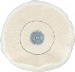 Made in USA - 4" Diam x 1/2" Thick, Loose Sewn Mounted Buffing Wheel - 40 Ply, 1/4" Shank Diam - Americas Industrial Supply