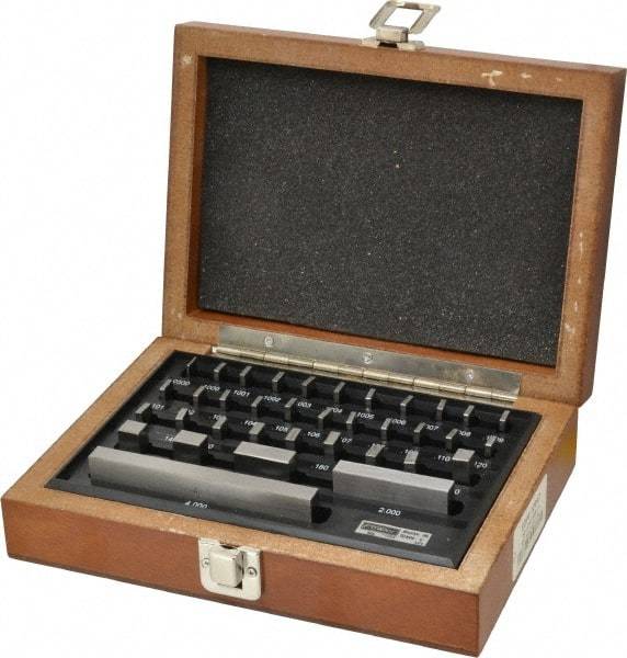 Fowler - 36 Piece, 0.05 to 4", Grade 0, Steel Gage Block Set - Rectangular, 0.000004" Tolerance - Americas Industrial Supply