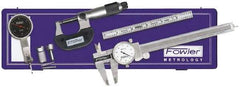 Fowler - 7 Piece, Machinist Caliper and Micrometer Tool Kit - Includes Indicator - Americas Industrial Supply