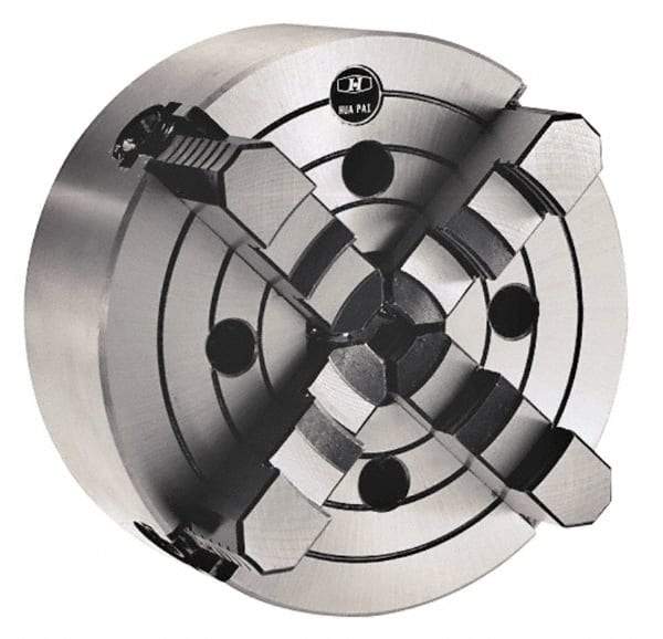 Interstate - 4 Jaws, 3" Diam, Independent Manual Lathe Chuck - Plain Back Mount Spindle, 0.8661" Through Hole Diam, Cast Iron - Americas Industrial Supply