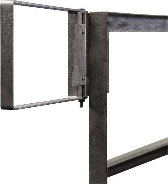 PRO-SAFE - Carbon Steel Self Closing Rail Safety Gate - Fits 28 to 30-1/2" Clear Opening, 1-1/2" Wide x 12" Door Height, Gray - Americas Industrial Supply