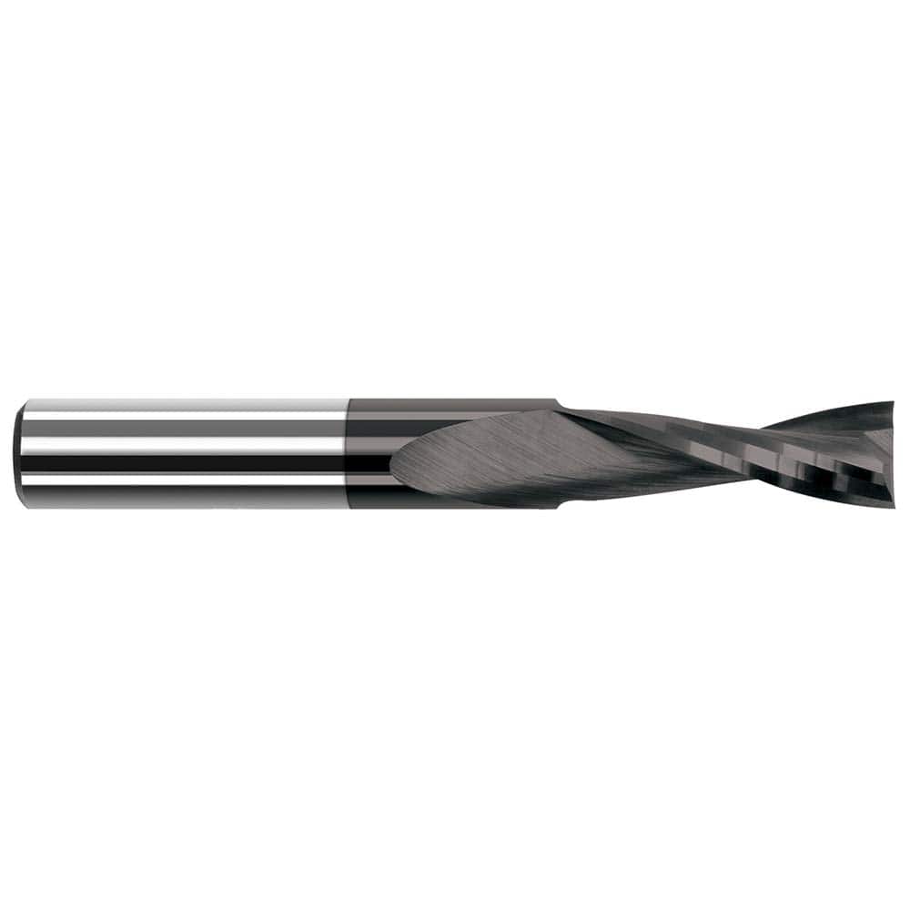 Square End Mill: 1/16'' Dia, 1/2'' LOC, 1/8'' Shank Dia, 2'' OAL, 2 Flutes, Solid Carbide Single End, Amorphous Diamond Finish, Upcut Flute, 20 ° Helix, Centercutting, RH Cut, RH Flute