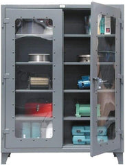 Strong Hold - 4 Shelf 6 Bin Visible Storage Cabinet - Steel, 60" Wide x 24" Deep x 72" High, Dark Gray - Americas Industrial Supply
