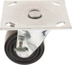 E.R. Wagner - 3" Diam x 1-3/4" Wide x 3-7/8" OAH Top Plate Mount Swivel Caster with Brake - Phenolic, 500 Lb Capacity, Roller Bearing, 3-3/4 x 4-5/8" Plate - Americas Industrial Supply