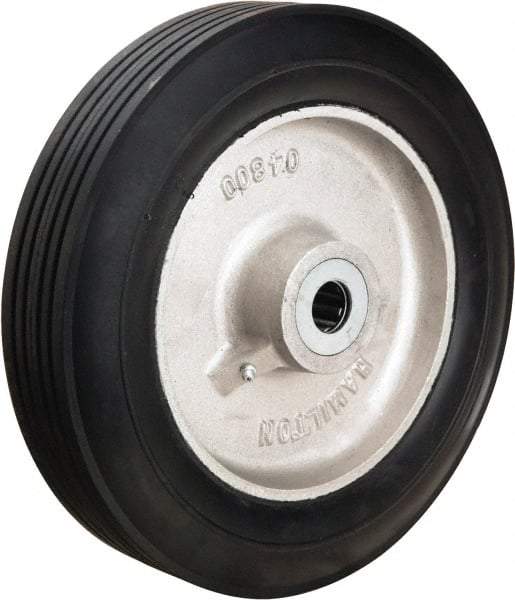 Hamilton - 12 Inch Diameter x 2-3/4 Inch Wide, Rubber on Aluminum Caster Wheel - 800 Lb. Capacity, 3-1/4 Inch Hub Length, 1-1/4 Inch Axle Diameter, Straight Roller Bearing - Americas Industrial Supply