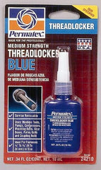 Permatex - 10 mL Bottle, Blue, Medium Strength Liquid Threadlocker - Series 242, 24 hr Full Cure Time, Hand Tool Removal - Americas Industrial Supply