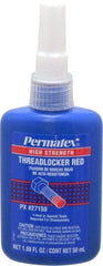 Permatex - 50 mL Bottle, Red, High Strength Liquid Threadlocker - Series 271, 24 hr Full Cure Time, Hand Tool, Heat Removal - Americas Industrial Supply