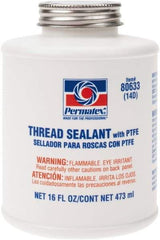 Permatex - 16 oz Brush Top Can White Thread Sealant - PTFE Based, 300°F Max Working Temp, For Use with Fittings - Americas Industrial Supply