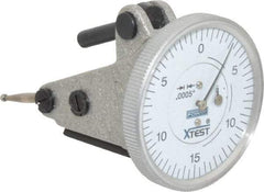 Fowler - 0.06 Inch Range, 0.0005 Inch Dial Graduation, Vertical Dial Test Indicator - 1-1/2 Inch White Dial, 0-15-0 Dial Reading - Americas Industrial Supply