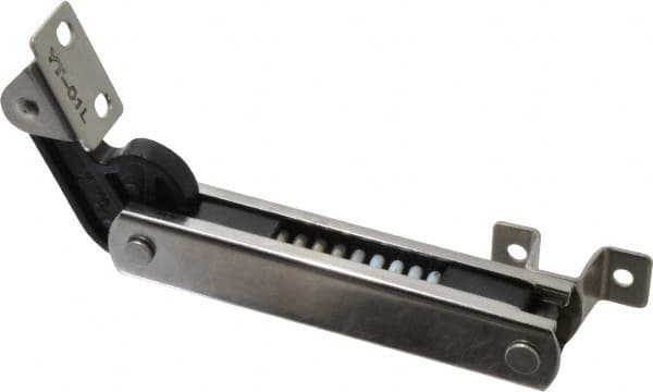 Sugatsune - 136mm OAL x 37mm Wide, 30 Lb Capacity, Spring Loaded Soft Down Lid Stay - Left Side, 4.7mm Mounting Hole Diam, 70° Max Opening, Polished 304 Stainless Steel & Polyacetal - Americas Industrial Supply