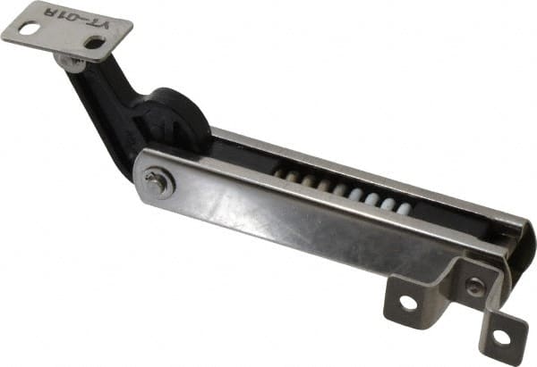 Sugatsune - 136mm OAL x 37mm Wide, 30 Lb Capacity, Spring Loaded Soft Down Lid Stay - Right Side, 4.7mm Mounting Hole Diam, 70° Max Opening, Polished 304 Stainless Steel & Polyacetal - Americas Industrial Supply