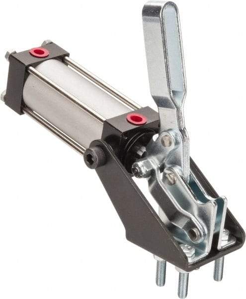 Gibraltar - 350 Lb Inner Hold Capacity, Vert Mount, Air Power Hold-Down Toggle Clamp - 1/8 NPT Port, 92° Bar Opening, 1.38" Height Under Bar - Americas Industrial Supply