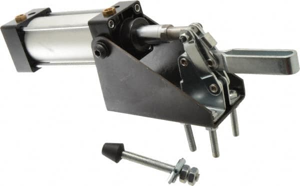 Gibraltar - 600 Lb Inner Hold Capacity, Vert Mount, Air Power Hold-Down Toggle Clamp - 1/8 NPT Port, 95° Bar Opening, 1.81" Height Under Bar - Americas Industrial Supply