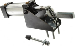 Gibraltar - 600 Lb Inner Hold Capacity, Vert Mount, Air Power Hold-Down Toggle Clamp - 1/8 NPT Port, 95° Bar Opening, 1.81" Height Under Bar - Americas Industrial Supply