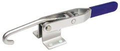 Gibraltar - 375 Lb Capacity, Horizontal, J Hook, Flanged Base, Carbon Steel Pull Action Latch Clamp - 4" Drawing Movement, 8.56" OAL, Straight Handle - Americas Industrial Supply