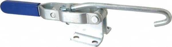 Gibraltar - 750 Lb Capacity, Horizontal, J Hook, Flanged Base, Carbon Steel Pull Action Latch Clamp - 5.38" Drawing Movement, 12" OAL, Straight Handle - Americas Industrial Supply