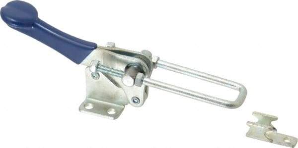 Gibraltar - 1,000 Lb Capacity, Vertical, U Hook, Flanged Base, Carbon Steel Pull Action Latch Clamp - 2" Drawing Movement, 4-1/4" OAL, Straight Handle - Americas Industrial Supply