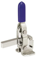 Gibraltar - 250 Lb Holding Capacity, Vertical Handle, Manual Hold Down Toggle Clamp - 65° Handle Movement, 105° Bar Opening, Solid Bar, Flanged Base, Electro-Plated Zinc, Stainless Steel - Americas Industrial Supply
