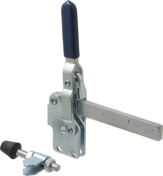 Gibraltar - 450 Lb Holding Capacity, Vertical Handle, Manual Hold Down Toggle Clamp - 57° Handle Movement, 99° Bar Opening, Solid Bar, Straight Base, Electro-Plated Zinc, Carbon Steel - Americas Industrial Supply