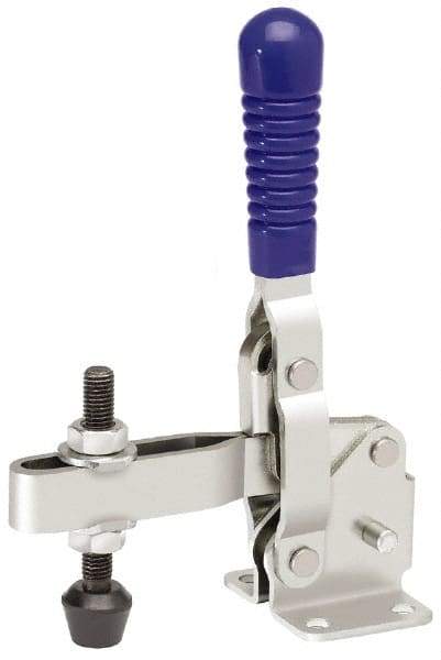 Gibraltar - 750 Lb Holding Capacity, Vertical Handle, Manual Hold Down Toggle Clamp - 58° Handle Movement, 106° Bar Opening, U-Bar, Flanged Base, Stainless Steel - Americas Industrial Supply