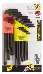 Bondhus - 22 Piece L-Key Handle Combo Hex Key Set - Hex Range 1/2 to 3/8" - Americas Industrial Supply