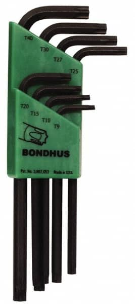 Bondhus - 8 Piece T9 to T40 L-Key Long Arm Torx Key Set - Americas Industrial Supply