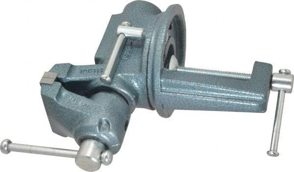 Wilton - 2-1/2" Jaw Width, 2-1/8" Opening Capacity, 1-3/4" Throat Depth, Steel Swivel Bench Vise - Clamp-On Base Attachment, 10.1" Long x 10.2" Wide x 5-2/5" High - Americas Industrial Supply